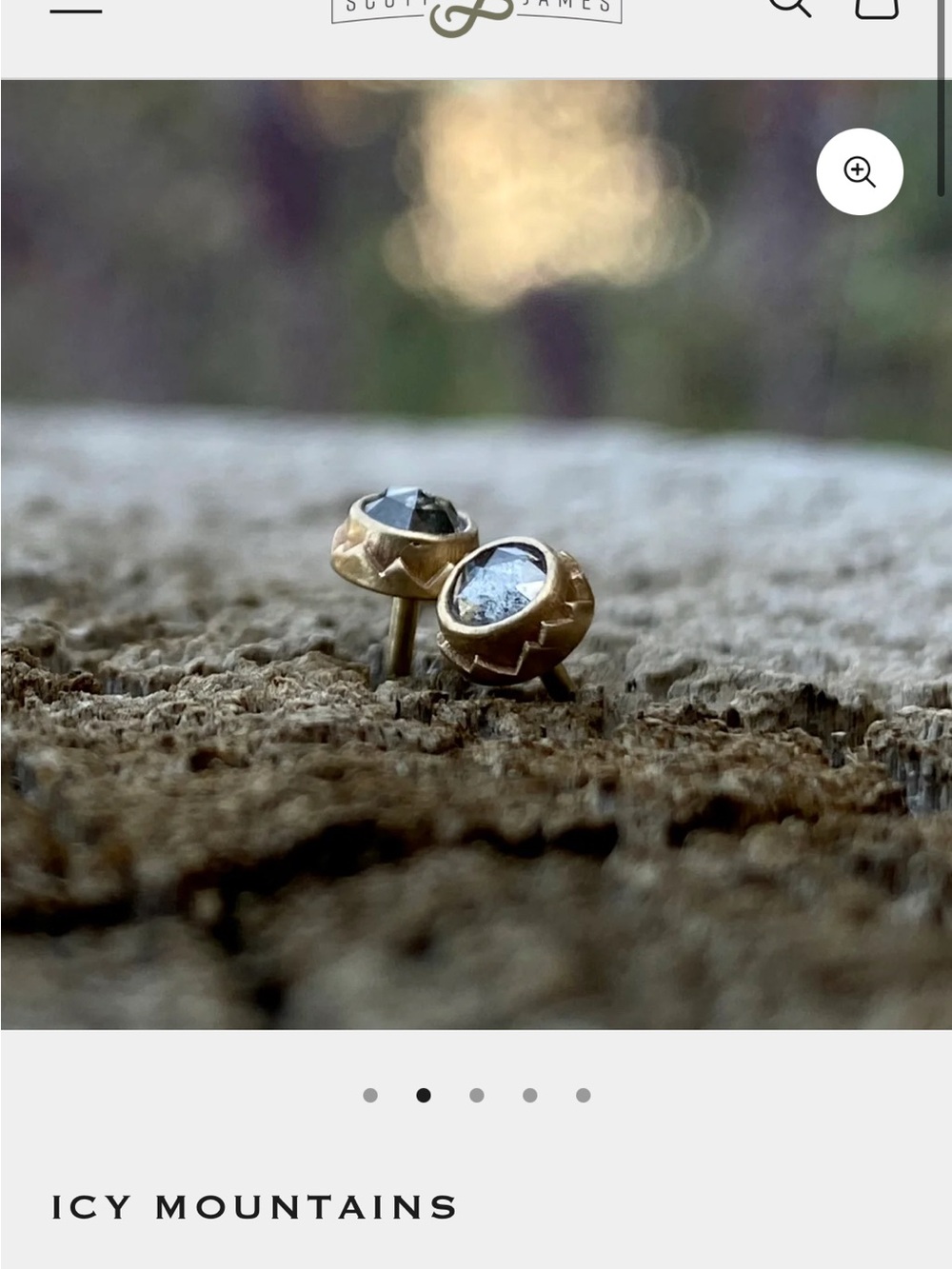 Icy Mountains 14k Gold and salt and pepper diamond studs by Scott James Jewelry